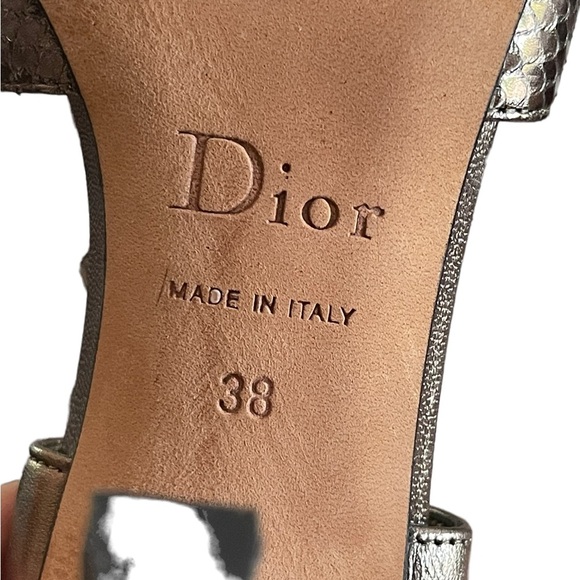 Christian Dior high heel sandals gold metallic ankle tie heels size 38 us 8 - Picture 8 of 10